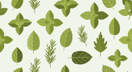 Minimalist Botanical Vector Pattern with Green Leaf Elements in Organic Style