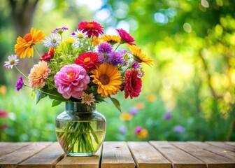Colorful flowers arranged in a vase