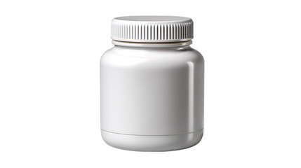 White plastic medicine bottle with cap isolated on transparent background