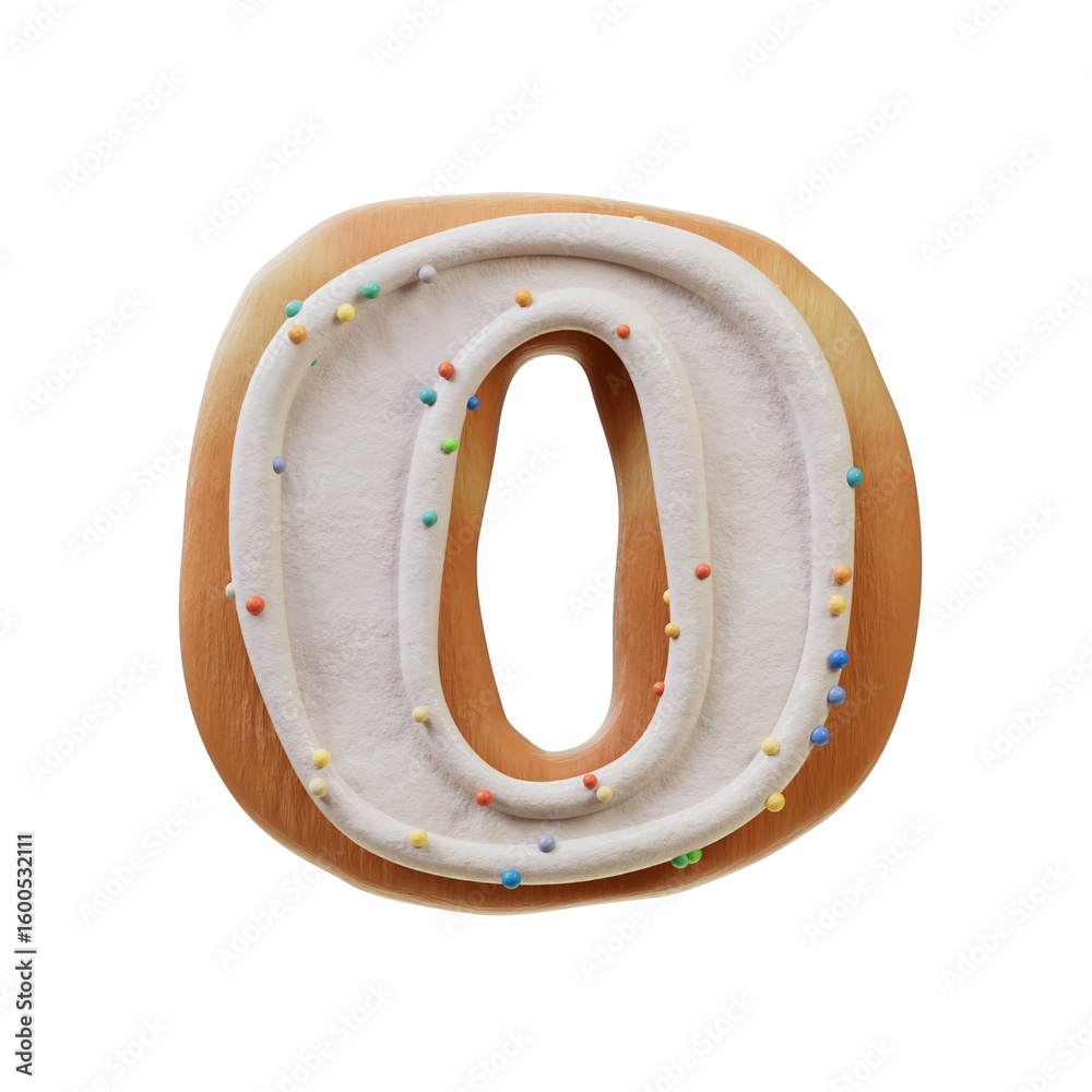 Fototapete 3d font.biscuit donut font concept. isometric alphabet. numbers and letters. 3d rendering isolated o