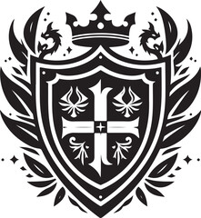 Vintage shield vector illustration, Shield silhouette vector illustration design 