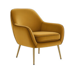 Modern Yellow Armchair Cozy Living Room Furniture Stylish Lounge Chair Art Isolated Transparent PNG Image