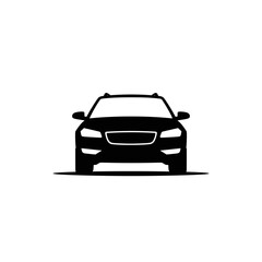 Modern car front view silhouette icon. Automotive vector graphic illustration.