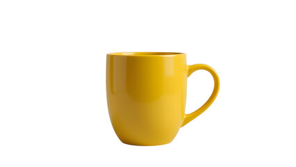 Yellow coffee mug ceramic tea cup kitchenware drinkware breakfast cup modern design home decor 100 character on transparent background