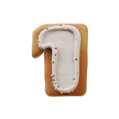 3D Font.Biscuit Donut Font Concept. Isometric Alphabet. Numbers And Letters. 3d rendering isolated on white background