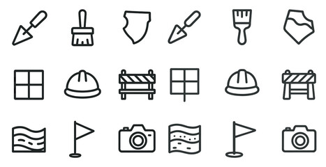 Fototapeta premium Construction and tools line icons set – outline, building, equipment symbols