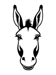 head of a donkey, simple shape of a donkey face on white background simple vector illustration