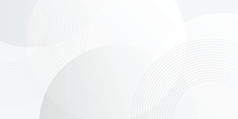 White geometric abstract background overlap layer on bright space with lines effect decoration. Modern graphic design element circles style concept for banner.