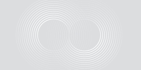 Abstract white glowing geometric lines on gray background. Modern shiny blue circle lines pattern. Futuristic technology concept. Suit for cover, poster,