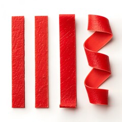 Set of Red Ribbons and Tapes Mockup