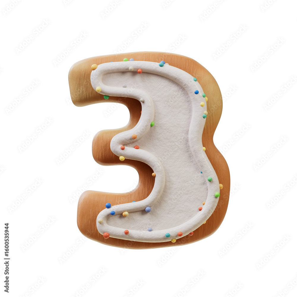 Fototapete 3d font.biscuit donut font concept. isometric alphabet. numbers and letters. 3d rendering isolated o