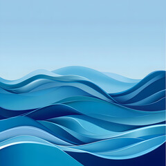 Fototapeta premium Abstract flowing blue waves creating a sense of movement and depth