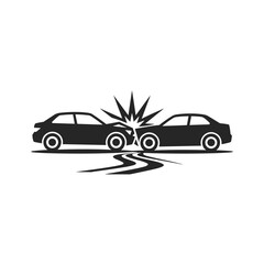 Automobile collision icon depicting a head-on car crash, accident symbol.
