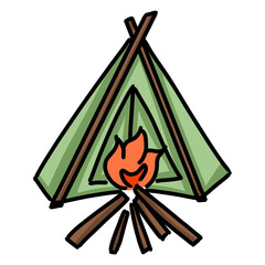 Camping and Bonfire icon isolated on transparent background.