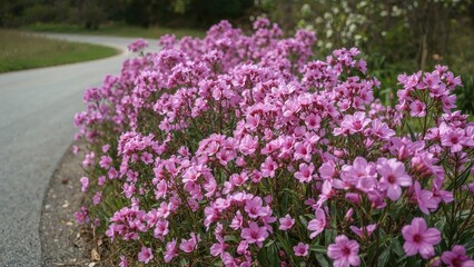 Vibrant pinkladies blooming along the pathway