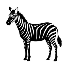 Standing Zebra Vector Silhouette