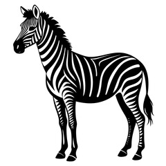 Standing Zebra Vector Silhouette