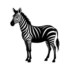 Standing Zebra Vector Silhouette