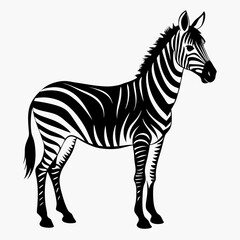 Standing Zebra Vector Silhouette