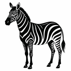 Standing Zebra Vector Silhouette