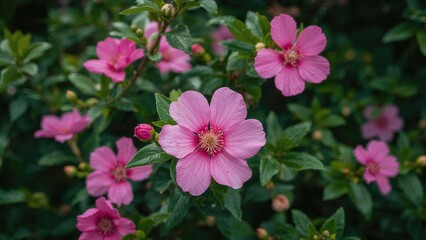 Obraz premium Cluster of Pink Floral Bush