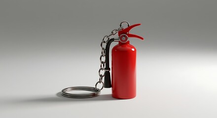 Obraz premium Red Miniature Fire Extinguisher Keychain on Neutral Background variation 2