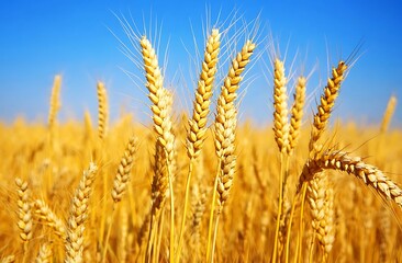 Fototapeta premium A beautiful wheat field at sunset