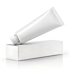 Minimalist White Cosmetic Tube and Packaging Box Mockup