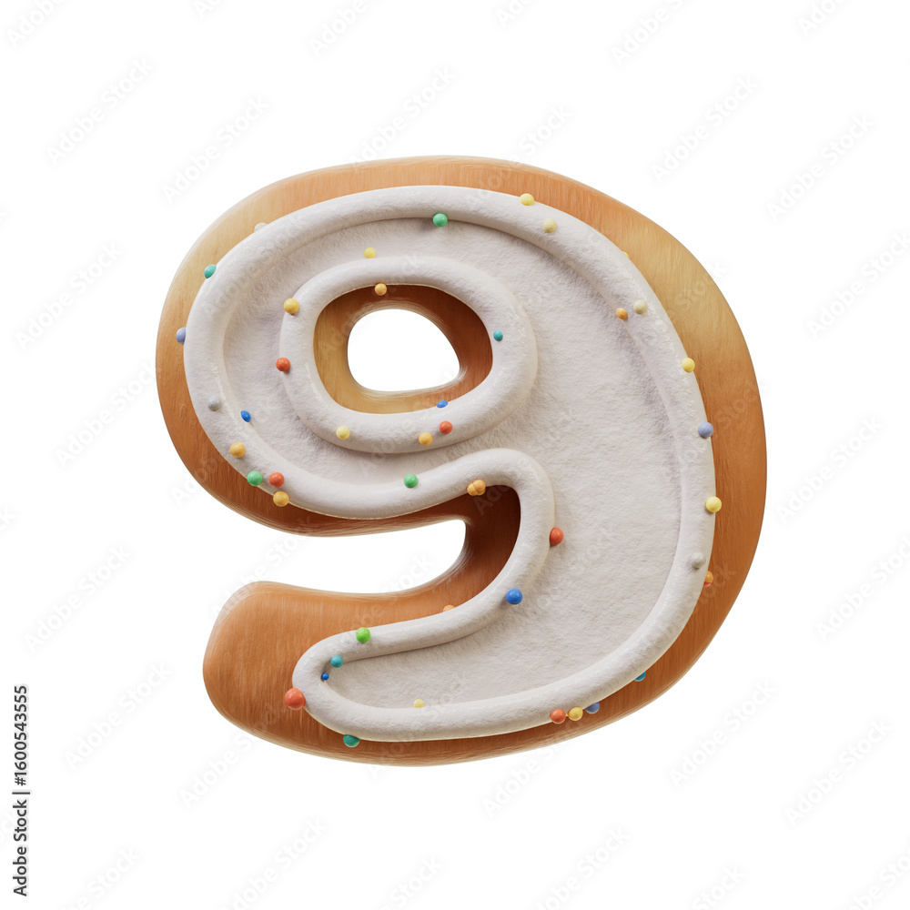 Fototapete 3d font.biscuit donut font concept. isometric alphabet. numbers and letters. 3d rendering isolated o
