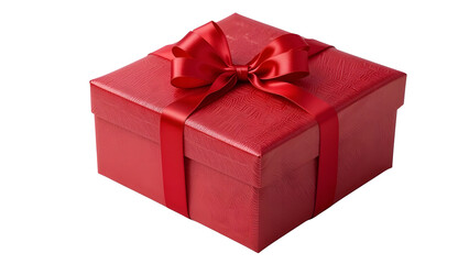 Obraz premium Red gift box with ribbon present for birthday christmas valentine's day or any special occasion gift ideas on transparent background