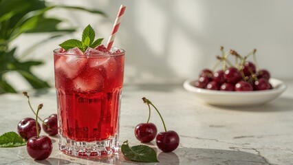 Cherry fruit drink. Vitamin-rich summer refresher