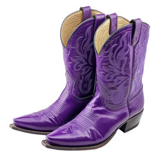 Stylish Purple Cowboy Boots on a Clean White Background Perfect for Western Fashion and Accessories Imagery