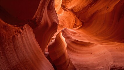 Vivid light displays in the celebrated slot canyon located within a Native American reservation near a small city