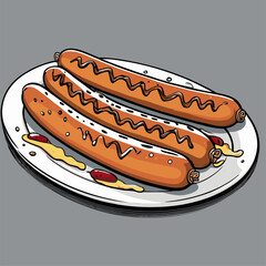grilled sausage illustration for graphic design needs