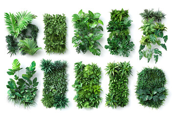 Collection of ten diverse artificial vertical garden panels