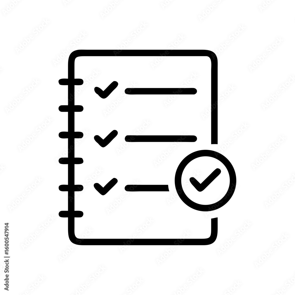 Poster Checklist icon showing a notepad with checkmarks and a circle with a checkmark indicating completion of tasks