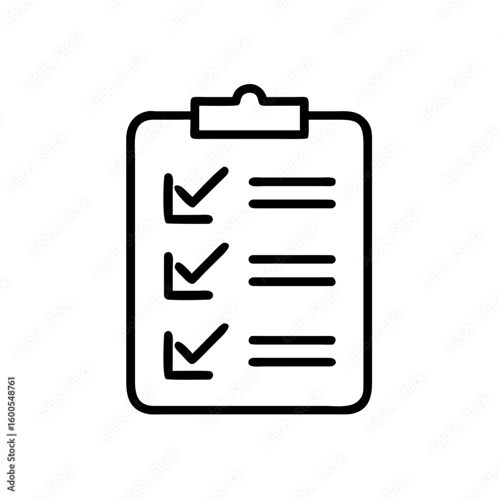Poster illustration of a clipboard with three check marks and lines indicating completed tasks on a list it