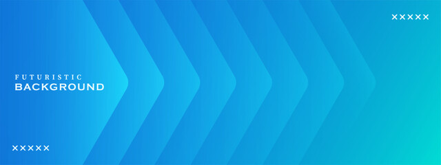 Blue abstract vector long banner. Minimalist background with gradient hexagons and copy space for text. Social media cover, header, web banner.