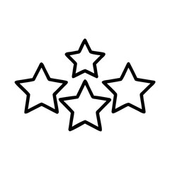 Illustration of four outlined stars arranged in a cluster on a white background graphic design element