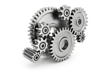 Illustration of Interlocking Metallic Gears Representing Engineering, Mechanics, and Industrial Function Concepts