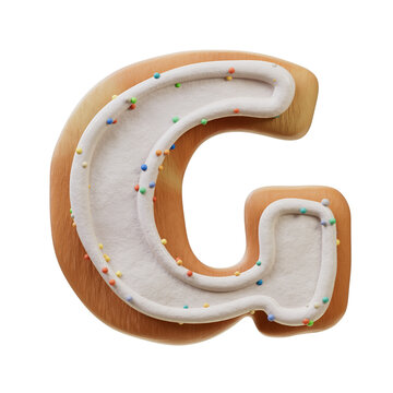 3D Font.Biscuit Donut Font Concept. Isometric Alphabet. Numbers And Letters. 3d rendering isolated on white background