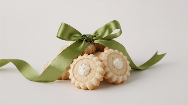 Yummy cookies secured by a green ribbon