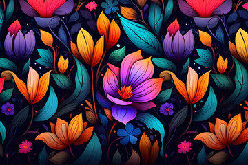 Tulips Creating a Colorful Spectacle.

