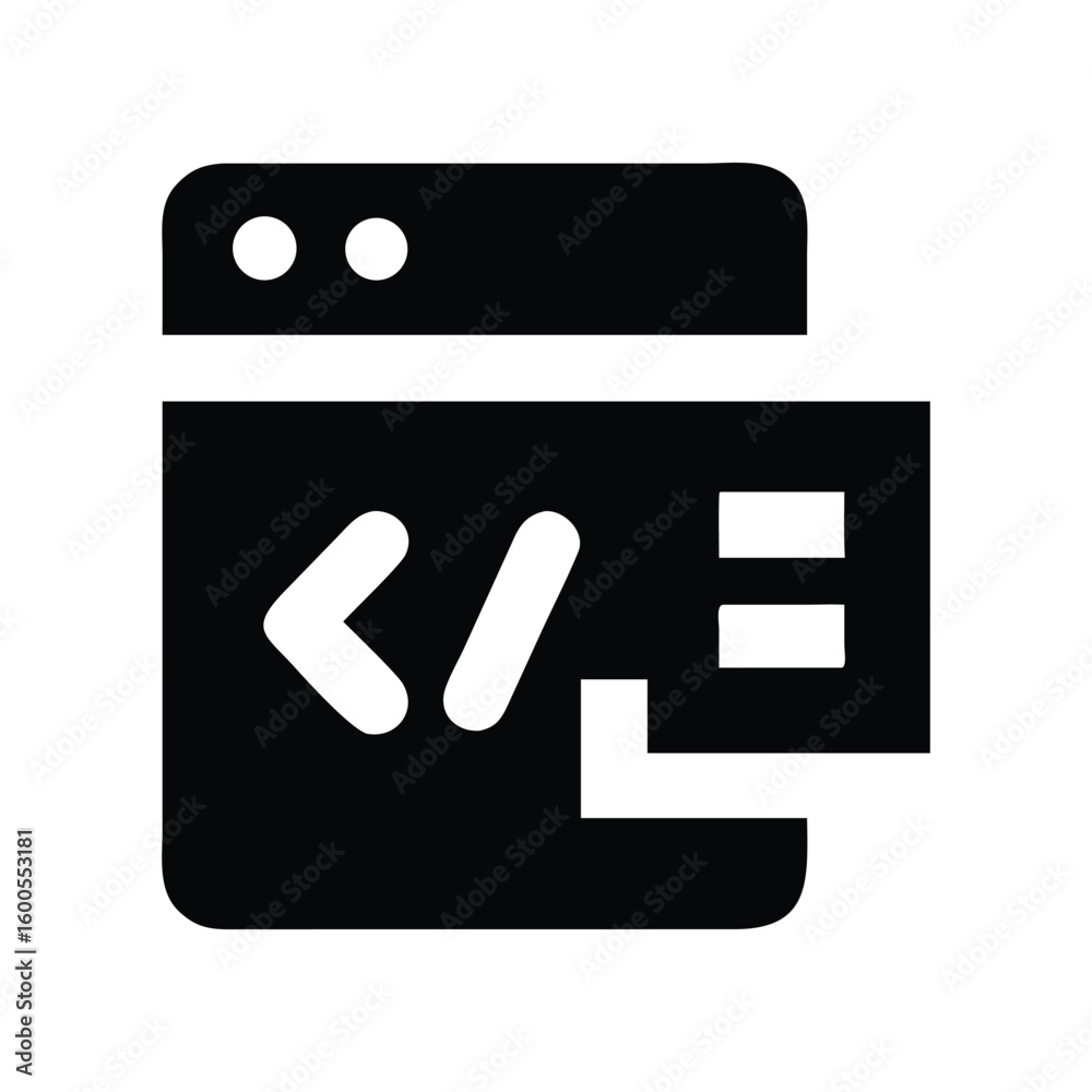 Poster minimalist vector icon of web development, coding