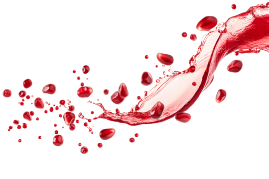 A dynamic and energetic splash of vivid red liquid creating a striking visual effect against a clean white backdrop