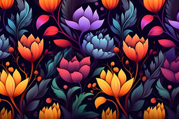 Tulips Creating a Colorful Spectacle.
