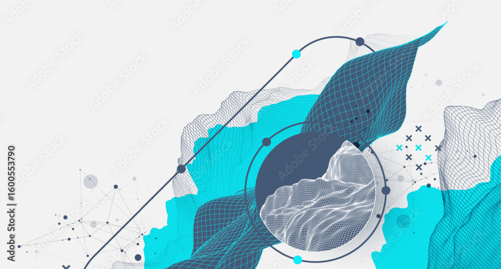 Poster the abstract wave is made in a frame style. template for science and technology presentation. vector