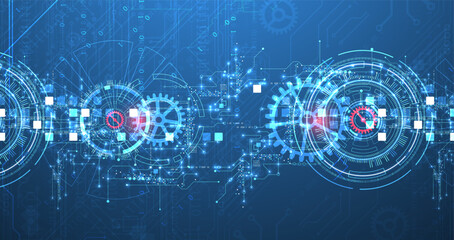 Abstract background. Scientific and technological concept with the use of technical elements formed in the shape of a circle. Vector