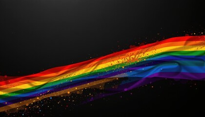 a luxury lgbt pride background with matte black and golden rainbow stripes, using monochrome base and rainbow highlights, used in vip sponsorship decks.