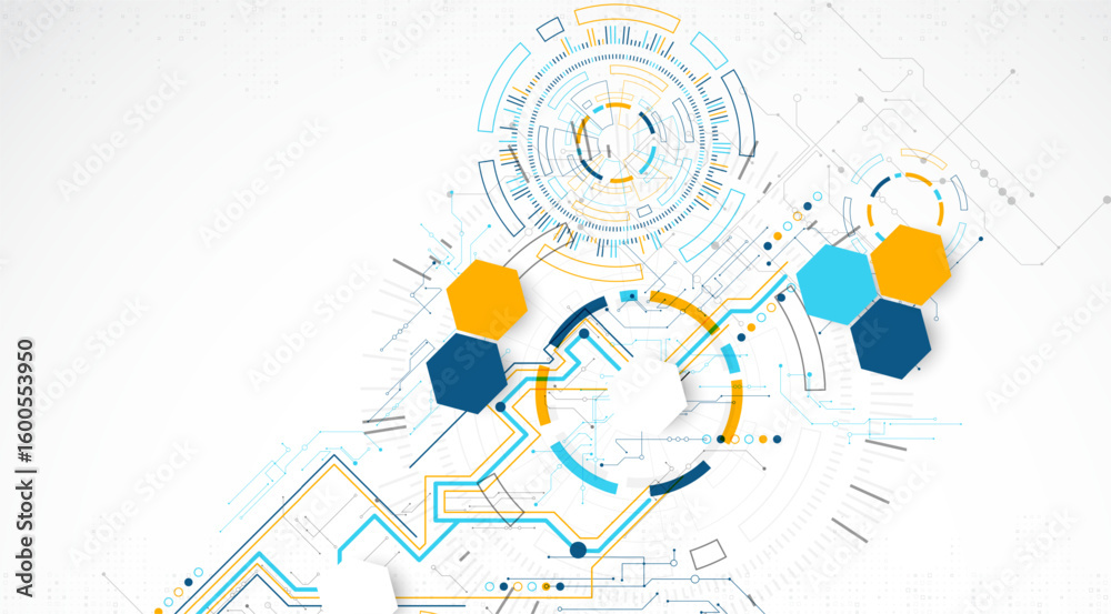Poster abstract background. scientific and technological concept with the use of technical elements formed 